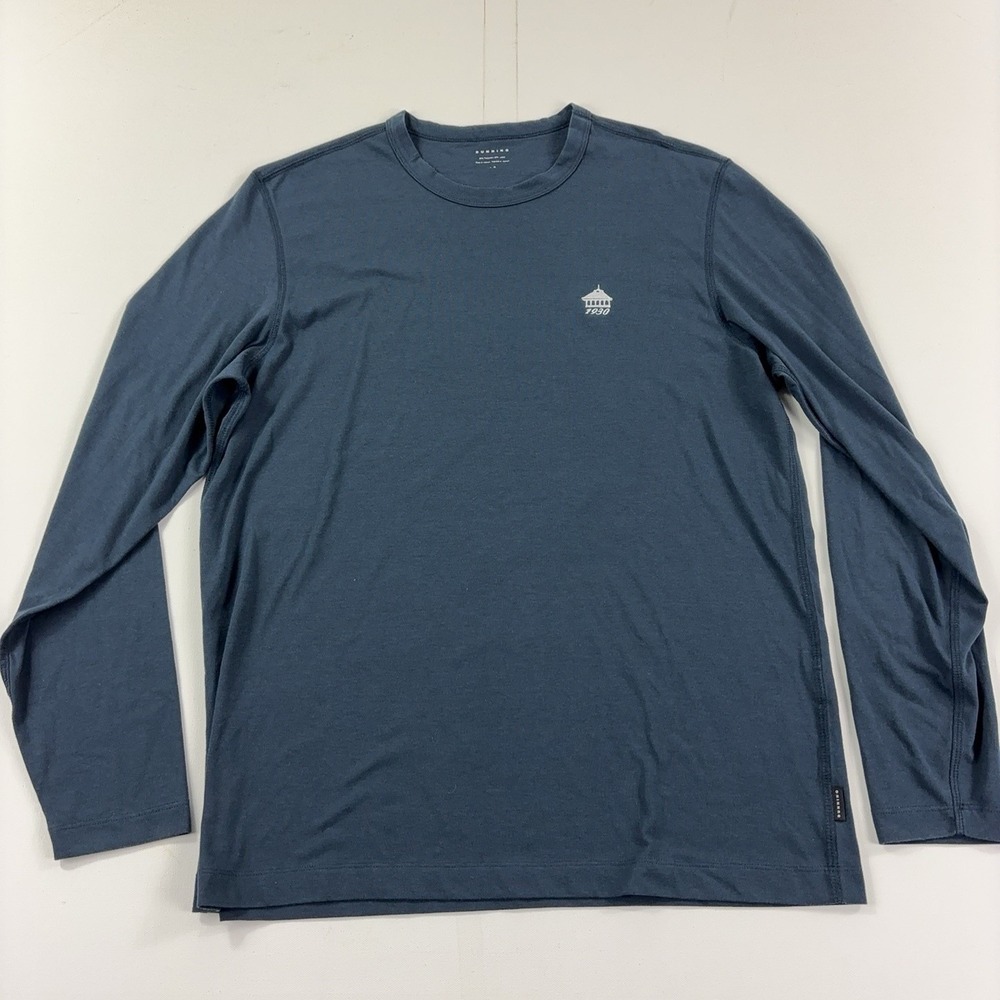 Dunning Shirt Mens L Blue Long Sleeve Tagless Logo Tee Jersey Basic Crewneck